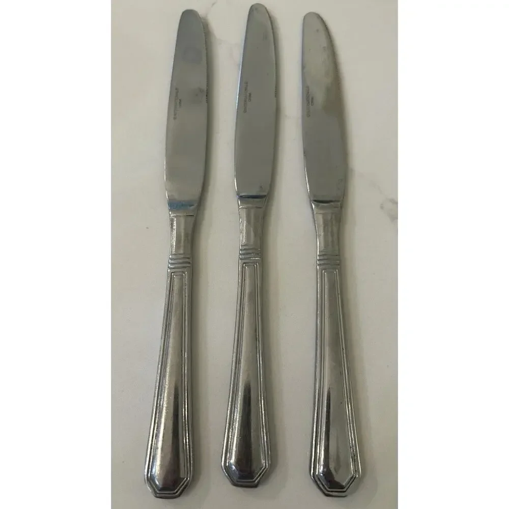 Vtg Desoto International Silver 18/10 Stainless Outline Set Of 3 Dinner Knives